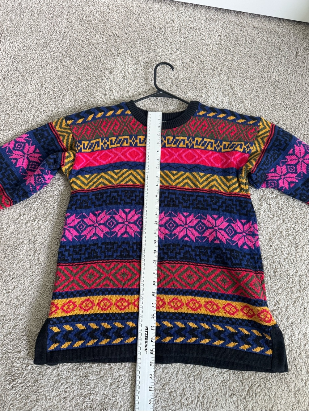 Vintage Rafaella Multi-Color Fair Isle Crewneck Sweater - Navy, Pink, Mustard - Picture 6 of 7